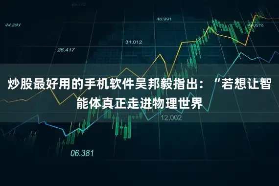 炒股最好用的手机软件吴邦毅指出：“若想让智能体真正走进物理世界