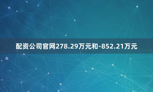 配资公司官网278.29万元和-852.21万元